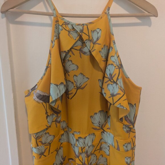 Anthropologie Varun Bahl Yellow Ruffled Floral Jumpsuit - Picture 3 of 10